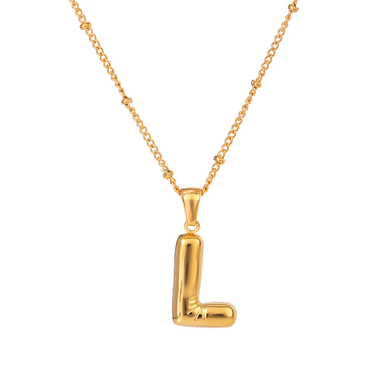 Goud / 1 stuk eenvoudige casual stijl letter L-vorm roestvrij staal 18K verguld dames hanger ketting Afbeelding12